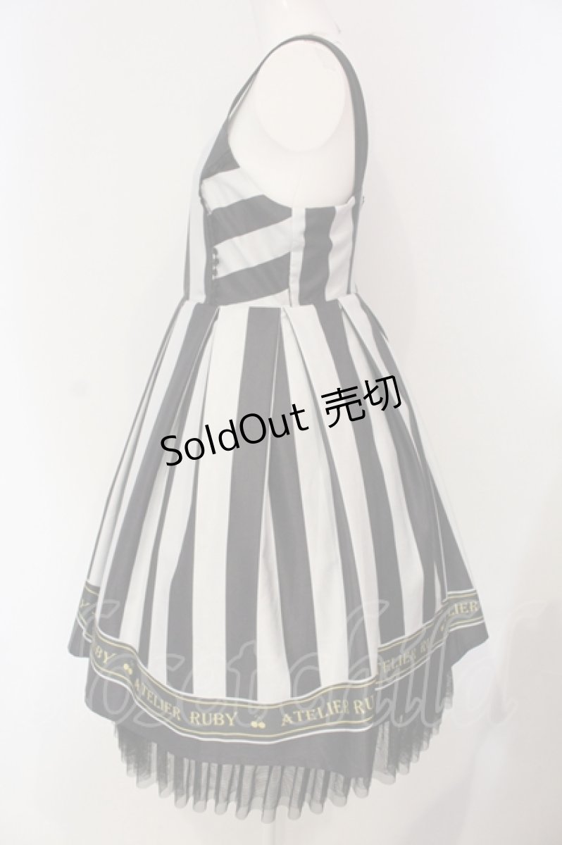 画像3: ATELIER　Ruby / Stripe Ribbon Chinchilla ワンピース  ブラック×ホワイト O-25-04-24-021-EL-OP-IG-ZH (3)