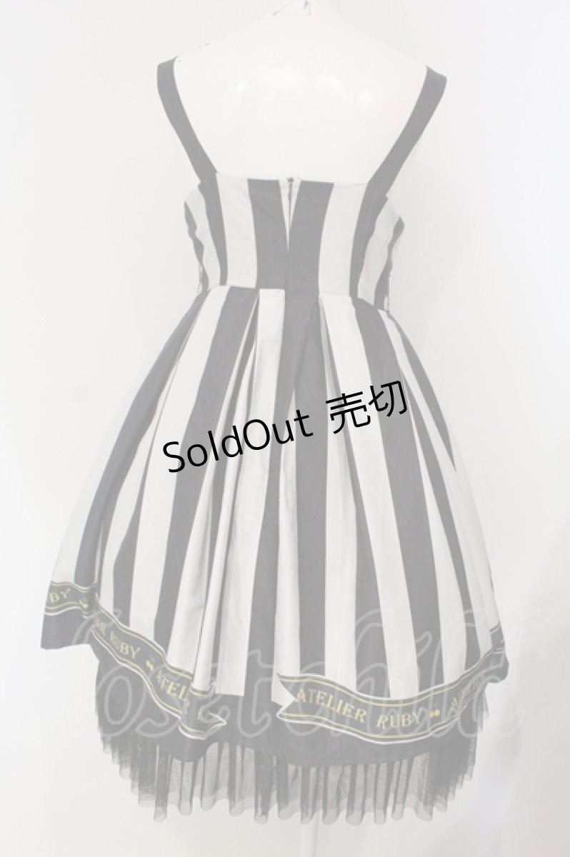 画像4: ATELIER　Ruby / Stripe Ribbon Chinchilla ワンピース  ブラック×ホワイト O-25-04-24-021-EL-OP-IG-ZH (4)