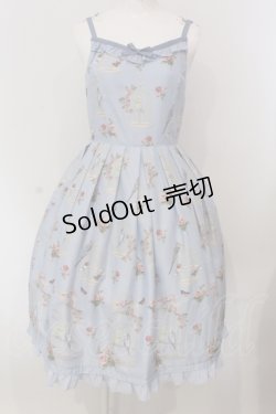 画像1: Melody BasKet / 鳥籠と薔薇のジャンパースカート  サックス O-25-04-26-024-LO-OP-IG-OS