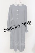 m petit by misako / レース襟プリーツワンピース M ブルー O-25-04-26-030-LO-OP-IG-OS