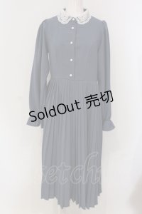 m petit by misako / レース襟プリーツワンピース M ブルー O-25-04-26-030-LO-OP-IG-OS