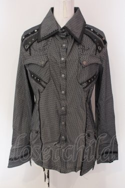 画像1: Ozz Croce / パイピング総柄ブラウス  ブラック O-25-04-26-034-OO-BL-OW-OS