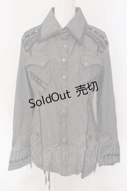 画像1: Ozz Croce / パイピング総柄ブラウス  ブラック O-25-04-26-034-OO-BL-OW-OS