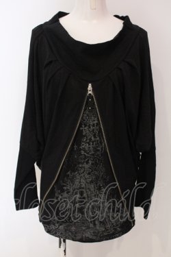 画像1: Ozz Croce / レイヤード風ZIPライントップス  ブラック O-25-04-26-040-OO-TO-OW-OS