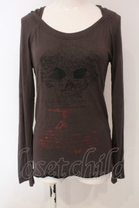 h.ANARCHY / スカルptフード付トップス  チャコール O-25-04-26-042-HN-TO-OW-OS