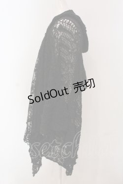 画像2: axes femme / レース使い透かしニットフーデイーカーデ M クロ O-25-04-26-049-AX-TO-IG-OS