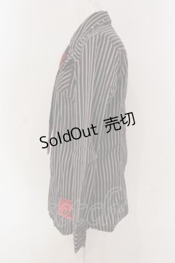 画像2: ALGONQUINS / ストライプタイ付きブラウス  ブラック×レッド O-25-04-26-050-AL-BL-IG-OS