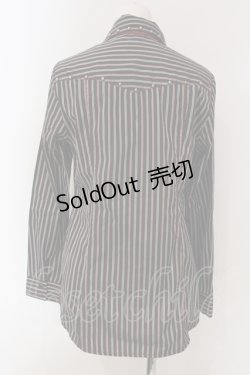 画像3: ALGONQUINS / ストライプタイ付きブラウス  ブラック×レッド O-25-04-26-050-AL-BL-IG-OS