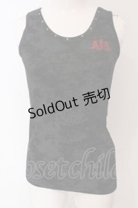 ALGONQUINS / ラメロゴ刺繍タンク  ブラック×グレー O-25-04-26-053-AL-TO-IG-OS