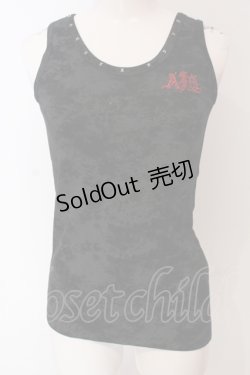 画像1: ALGONQUINS / ラメロゴ刺繍タンク  ブラック×グレー O-25-04-26-053-AL-TO-IG-OS