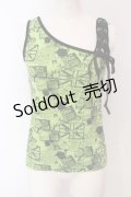 ALGONQUINS / レースアップショルダータンクトップ  ブラック×ライトグリーン O-25-04-26-054-AL-TO-IG-OS