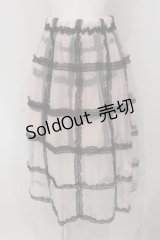 E hyphen world gallery / レースチェックオーガンジーミディスカート  ピンク O-25-04-26-067-LO-SK-IG-OS