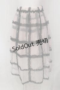 E hyphen world gallery / レースチェックオーガンジーミディスカート  ピンク O-25-04-26-067-LO-SK-IG-OS