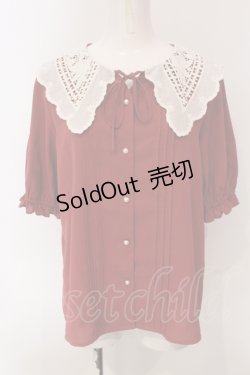 画像1: axes femme / バラ刺繍襟ブラウス  アカ O-25-04-26-072-AX-BL-IG-OS