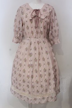 画像1: axes femme / ブーケリボン柄セーラーワンピース  ピンク O-25-04-26-018-AX-OP-IG-OS