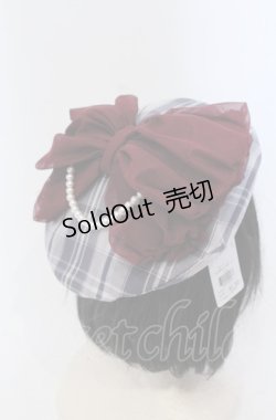 画像1: axes femme / パール付リボンチェックベレー  ラベンダー O-25-04-27-037-AX-AC-OW-OS