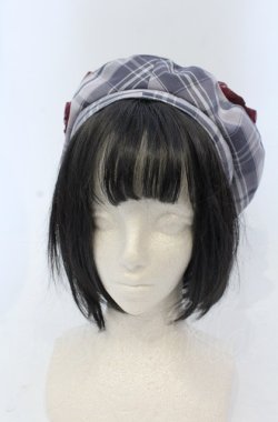 画像2: axes femme / パール付リボンチェックベレー  ラベンダー O-25-04-27-037-AX-AC-OW-OS