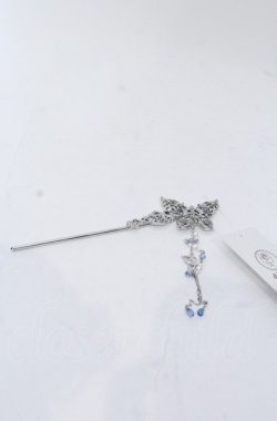 画像1: axes femme / 薔薇装飾蝶々かんざし  シルバー O-25-04-27-064-AX-AC-OW-OS