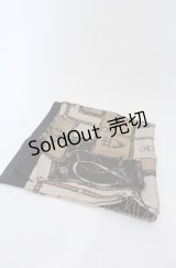 INGEBORG / アンティークプリントシルクスカーフ  クロ×ベージュ O-25-04-27-084-LO-ZA-IG-OS