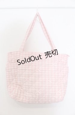 画像1: m petit by misako / AMリボンキルトCHECKバッグ  ピンク O-25-04-27-010-LO-BG-IG-ZT-K020