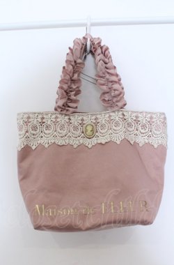 画像1: Maison de FLEUR / カメオレースフリルハンドルトートバッグ  ピンク O-25-04-27-013-LO-BG-IG-OS