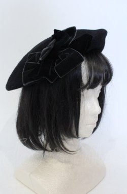 画像1: Jane Marple / ドレープリボンベレー帽  クロ O-25-04-27-026-JM-AC-IG-OS
