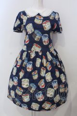 Jane Marple / アニバーサリーHAT BOXミニワンピース M ネイビー O-25-04-28-004-JM-OP-OW-OS