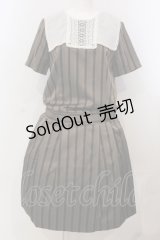 Jane Marple / スクエアレースカラーレジメンタルワンピース M ブラウン O-25-04-28-064-JM-OP-IG-OS