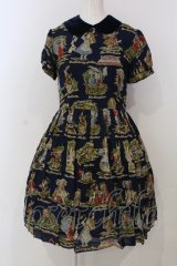 Jane Marple / アリスプリントのワンピース M ネイビー O-25-04-28-068-JM-OP-OW-OS