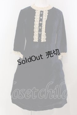 画像1: Jane Marple / レーストリミングベルベットワンピース M アオ O-25-04-28-070-JM-OP-OW-OS