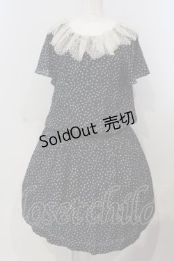 画像1: Jane Marple Dans Le Salon / ランダムドットレース襟ワンピース M ネイビー O-25-04-28-008-JM-OP-OW-OS