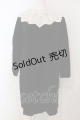 Jane Marple / リネンカラーのベルベットワンピース M クロ×アイボリー O-25-04-28-075-JM-OP-IG-OS