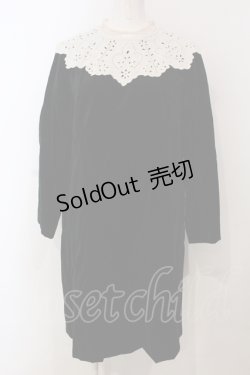 画像1: Jane Marple / リネンカラーのベルベットワンピース M クロ×アイボリー O-25-04-28-075-JM-OP-IG-OS