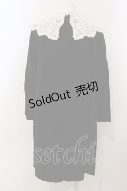 画像4: Jane Marple / リネンカラーのベルベットワンピース M クロ×アイボリー O-25-04-28-075-JM-OP-IG-OS