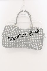 Emily Temple cute / ギンガムリボン型Bag  クロ×アイボリー系 O-25-04-28-078-ET-BG-OW-OS