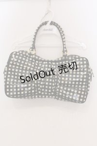 Emily Temple cute / ギンガムリボン型Bag  クロ×アイボリー系 O-25-04-28-078-ET-BG-OW-OS