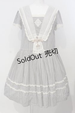 画像1: 仲夏物語 / ラメストライプワンピース L ブルーグレー系 O-25-04-28-011-EL-OP-OW-OS