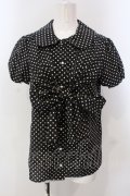 Jane Marple / フロントリボンドットブラウス M クロ O-25-04-28-022-JM-BL-OW-OS
