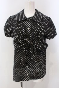 Jane Marple / フロントリボンドットブラウス M クロ O-25-04-28-022-JM-BL-OW-OS