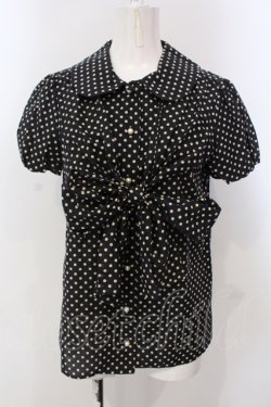 画像1: Jane Marple / フロントリボンドットブラウス M クロ O-25-04-28-022-JM-BL-OW-OS