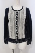 Jane Marple / ソフト天竺とチュールレースのカーディガン M ネイビー O-25-04-28-023-JM-TO-OW-OS