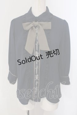 画像1: axes femme POETIQUE / バラメッセージ刺繍ブラウス  ネイビー O-25-04-29-026-AX-BL-IG-OS