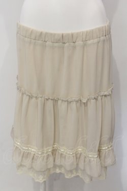 画像1: axes femme / はしごレース使いシフォンスカート  アイボリー O-25-04-29-028-AX-SK-IG-OS