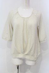 axes femme / ラメ透かしドットニットトップス  アイボリー O-25-04-29-030-AX-TO-IG-OS