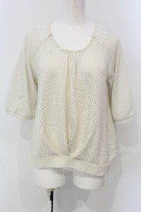 axes femme / ラメ透かしドットニットトップス  アイボリー O-25-04-29-030-AX-TO-IG-OS