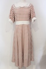 Maison de FLEUR Petite Robe canon / セーラーカラーギンガムワンピース  サーモン O-25-04-29-051-PU-OP-IG-OS