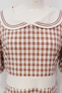 画像2: Maison de FLEUR Petite Robe canon / セーラーカラーギンガムワンピース  サーモン O-25-04-29-051-PU-OP-IG-OS