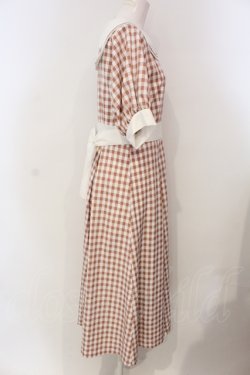 画像3: Maison de FLEUR Petite Robe canon / セーラーカラーギンガムワンピース  サーモン O-25-04-29-051-PU-OP-IG-OS
