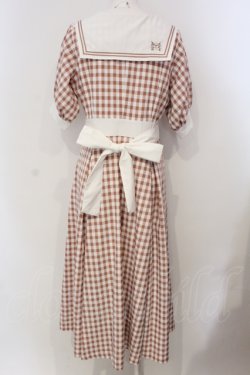 画像4: Maison de FLEUR Petite Robe canon / セーラーカラーギンガムワンピース  サーモン O-25-04-29-051-PU-OP-IG-OS