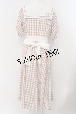 画像4: Maison de FLEUR Petite Robe canon / セーラーカラーギンガムワンピース  サーモン O-25-04-29-051-PU-OP-IG-ZT321